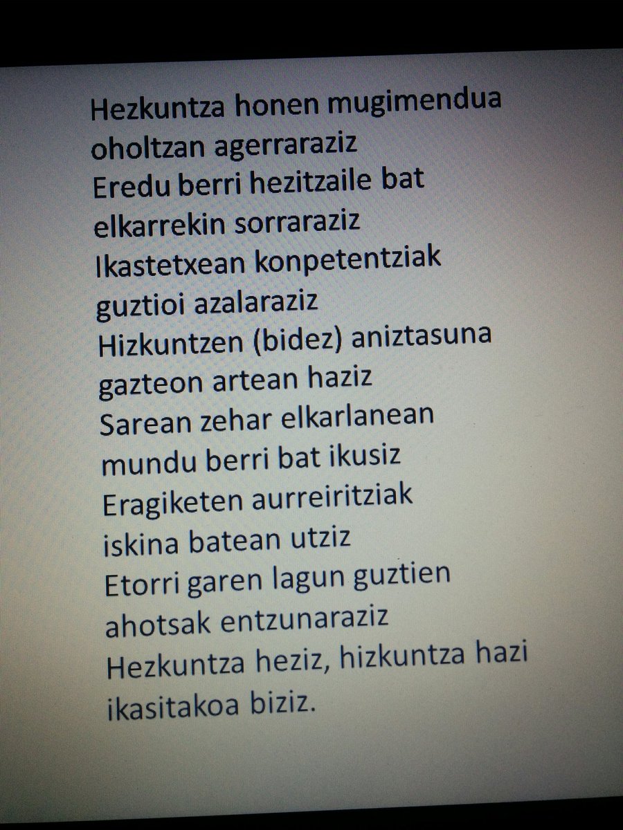 bgnagusia's tweet photo. #praktikaon ekimena bukatzeko bertsoa... zorionak denori! #bgnagusia #hezkuntza https://t.co/3fmOXe9WX9