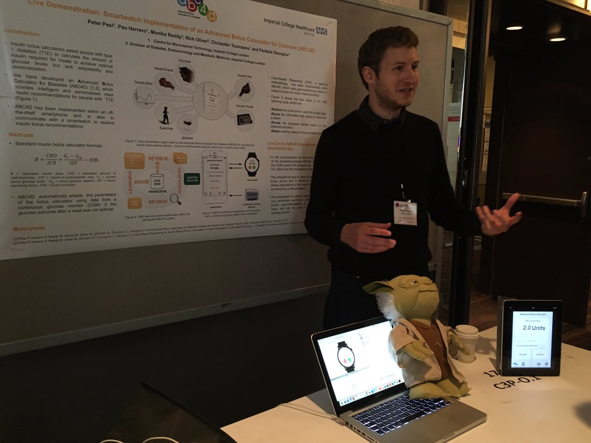 pgeorgiou_ic's tweet photo. @peterpesl demoing our Smartwatch ABC4D interface for #diabetes management at #ISCAS2016 @ISCAS2016 , @imperialeee https://t.co/1jyxCDyS5w