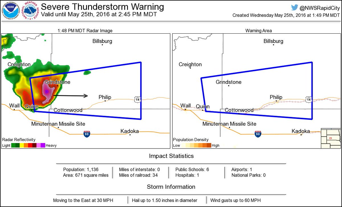 NWSSevereTstorm's tweet photo. ⚠️ Severe Thunderstorm Warning including Philip SD, Grindstone SD until 2:45 PM MDT https://t.co/1tUJmYuODr