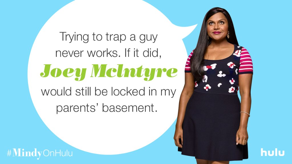 TheMindyProject's tweet photo. Sorry about that @joeymcintyre. #MindyOnHulu https://t.co/OwIUSbzAkl