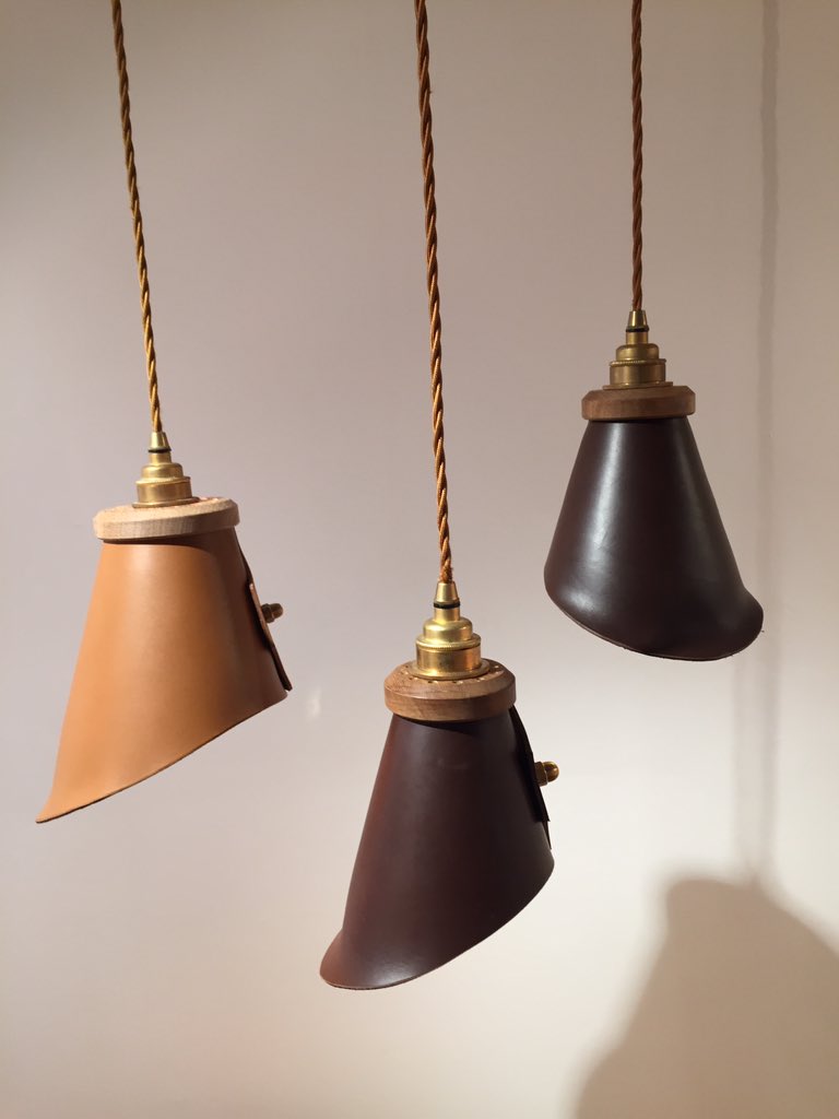 Beautiful leather lights in the <a href="/tedwooddesign/">Ted Jefferis</a> exhibition at <a href="/CDWfestival/">Clerkenwell Design Week</a> #CDW16 #lighting