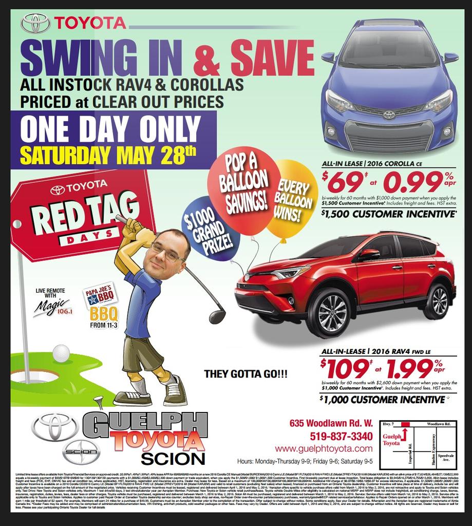 GuelphToyota's tweet image. #inventoryoverload  #redtagdaymegasale #massivesavings this Saturday only!