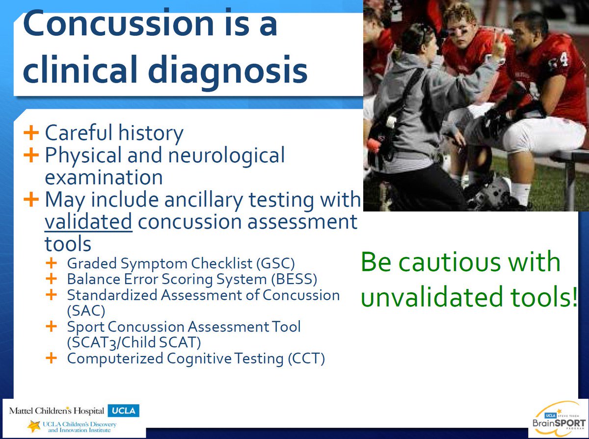 griz1's tweet photo. #Concussion #mTBI is really a clinical diagnosis - no single test works for all! @meeryo @BIACalifornia @AANMember https://t.co/93YZwiBrnn
