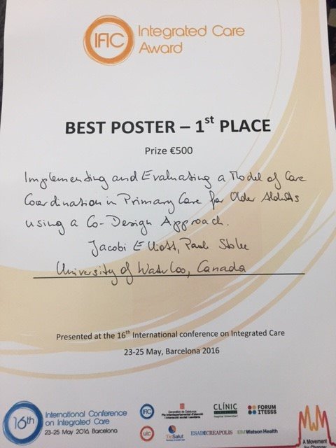 paulstolee's tweet photo. Congrats to @CFN_NCE fellow and @GHS_UW member @jacobielliott for best poster at #ific2016! @UWSPHHS https://t.co/62Dt7jRHLT