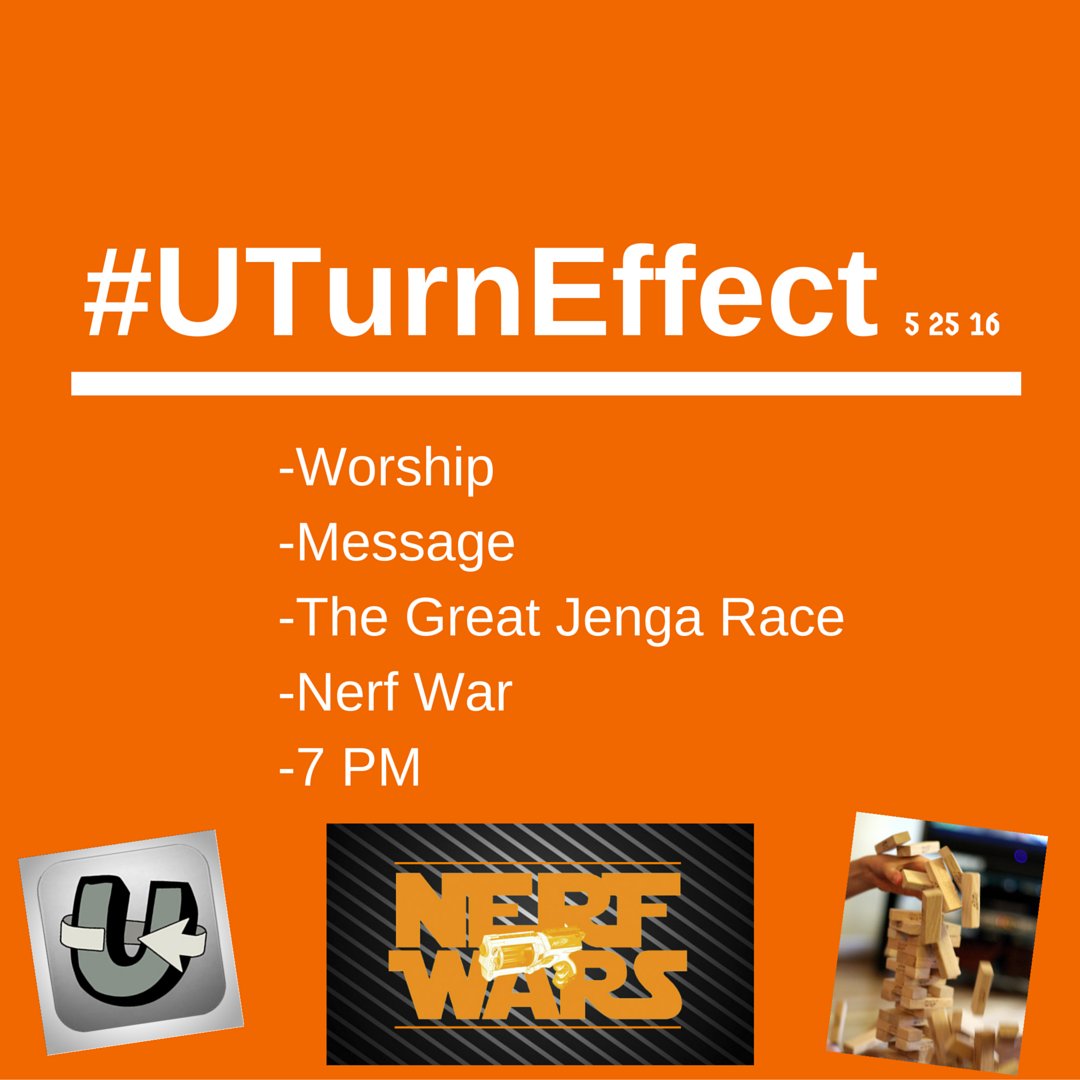 UturnParis's tweet photo. #UTurnEffect tonight @ 7 pm. Worship, message, the Great Jenga Race, and Nerf War. Bring any nerf gear you have!🏃🔫🔥 https://t.co/vUVorPoNur