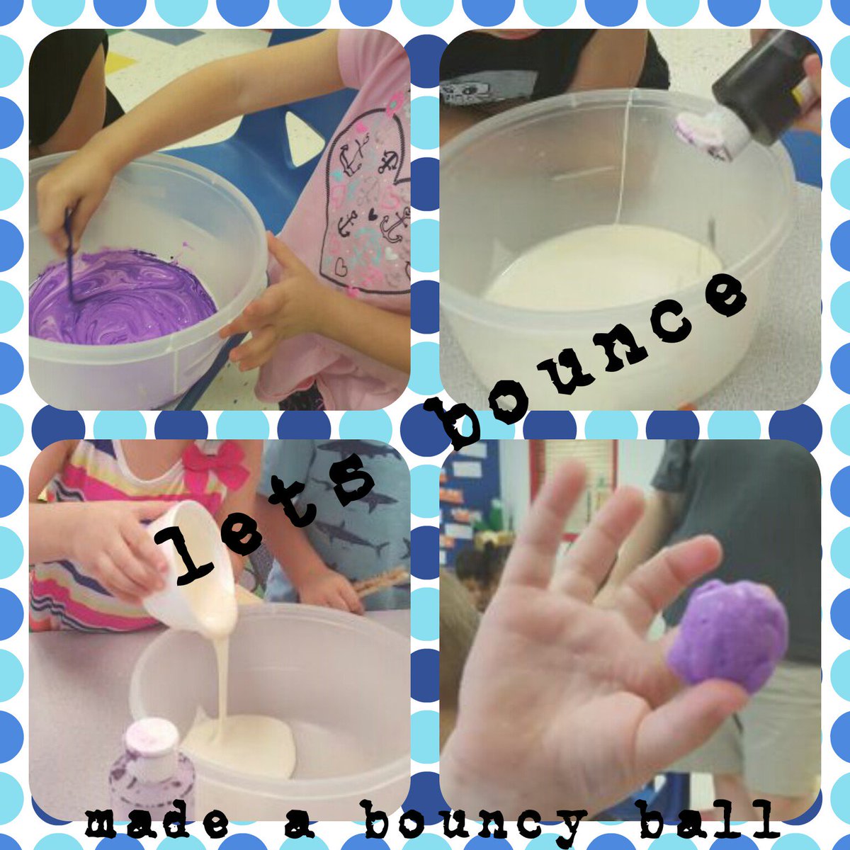 CrimsonAcademy's tweet image. We used borax and glue to makr our own bouncy ball. #funexploring #messyplay  #ece