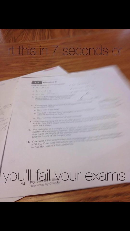charbolt_'s tweet image. RT IN 7 SENCONDS OR YOU WILL FAIL YOUR EXAMS...😕