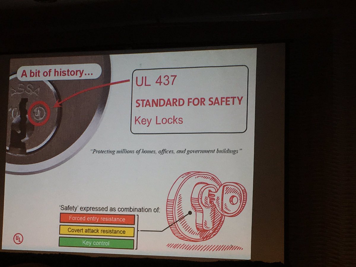 farshadasamimi's tweet image. The same 50 year old security standard #UL 437 criteria for keys applies to #IoT today #IoTDevCon