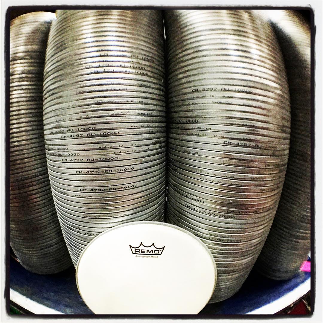 blink182's tweet photo. Stocking up before tour. Thanks, @remopercussion!
Photo By: @ocdrumdevil https://t.co/4CYwczccE9