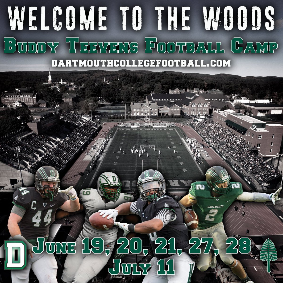 DartmouthFTBL's tweet photo. Making summer plans? Do not miss the opportunity to come to Hanover &amp; the @BTeevens Football Camp #CampWithTheChamps https://t.co/TZhD6SqHDn
