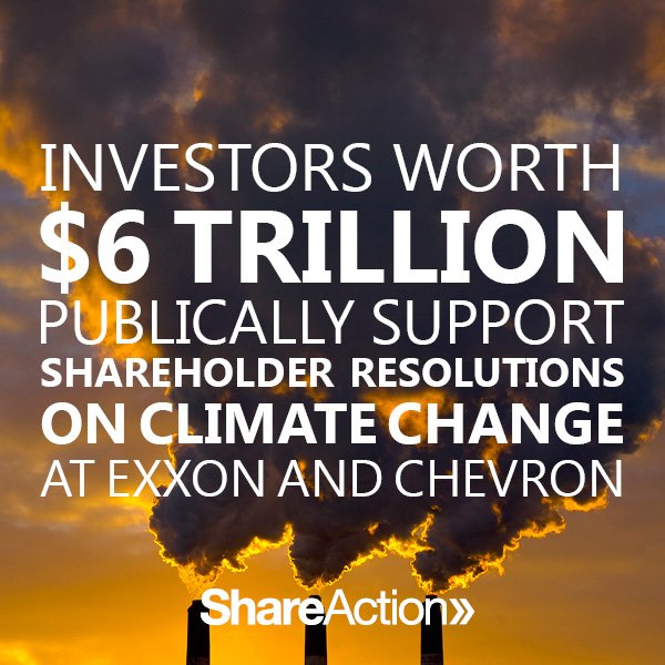 #ExxonAGM & #ChevronAGM. A big day for big #oil. Good to hear (some) investors getting tough about #climate risk.