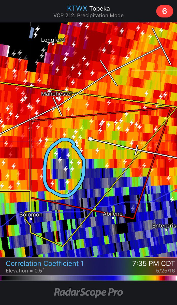 thestormreel's tweet image. My goodness…huge debris ball signature south of Manchester, KS at 7:35pm CDT #kswx