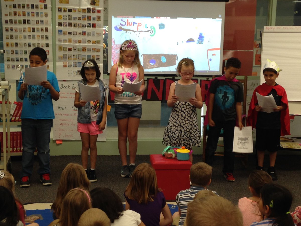 mbugg2's tweet photo. Four fantastic fractured fairy tale Reader's Theater performances!  Bravo 2nd graders! https://t.co/aJ7YP7wrUk