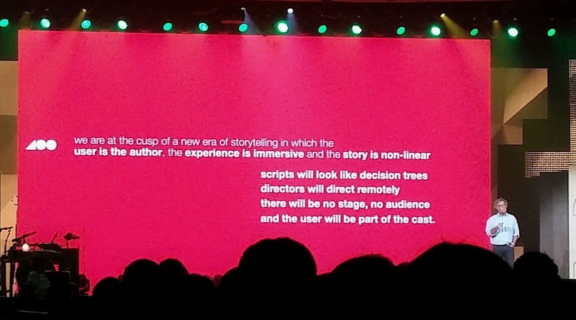 blackboxmtl's tweet photo. "a new era of storytelling in which... the experience is immersive and the story is non linear." Mike Yapp #c2m16 https://t.co/POTPeL40NE