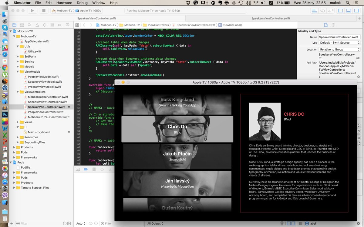 eGluApps's tweet photo. Finishing apple TV app for fridays #MobConSK #AppleTV #iOSDev https://t.co/kMlQCbOPRJ
