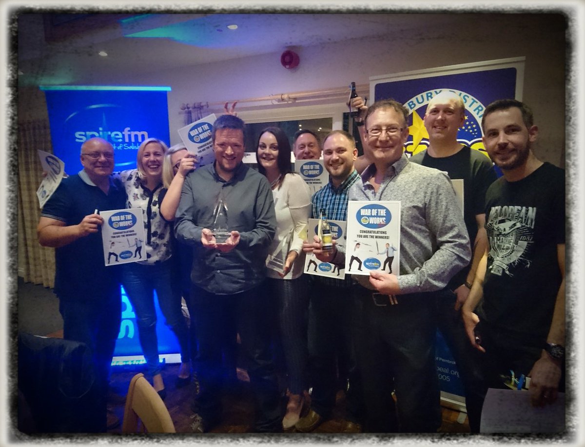 SimonWardPhoto's tweet photo. We only bloody won (again)! @SpireFM #WarOfTheWorksLive @CupsLoveSaucers @SpirePrinting https://t.co/oIG8Wl5EJZ