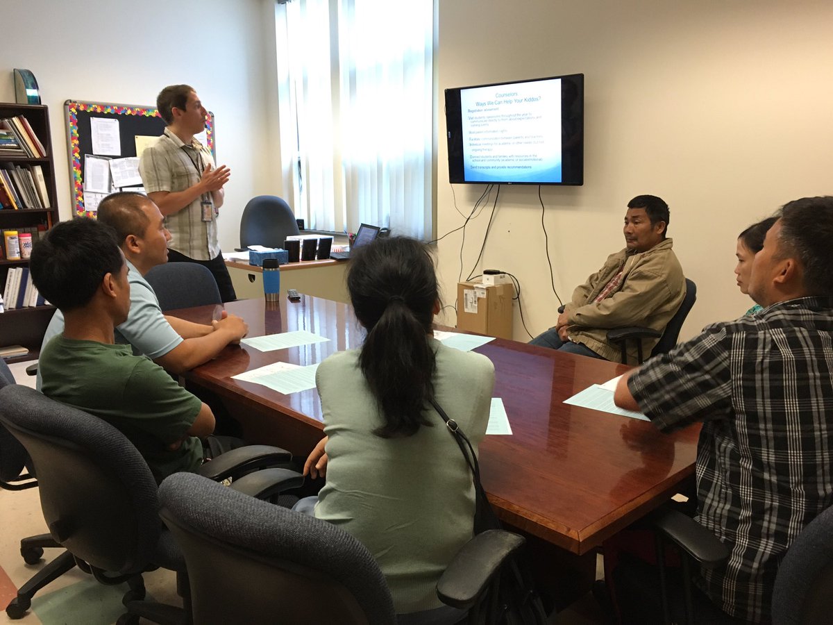 SmithPrincipal's tweet photo. Parents and students listened to presentations from staff and HS students at our Burmese/Karen HS transition meeting https://t.co/HrPr39BAiv