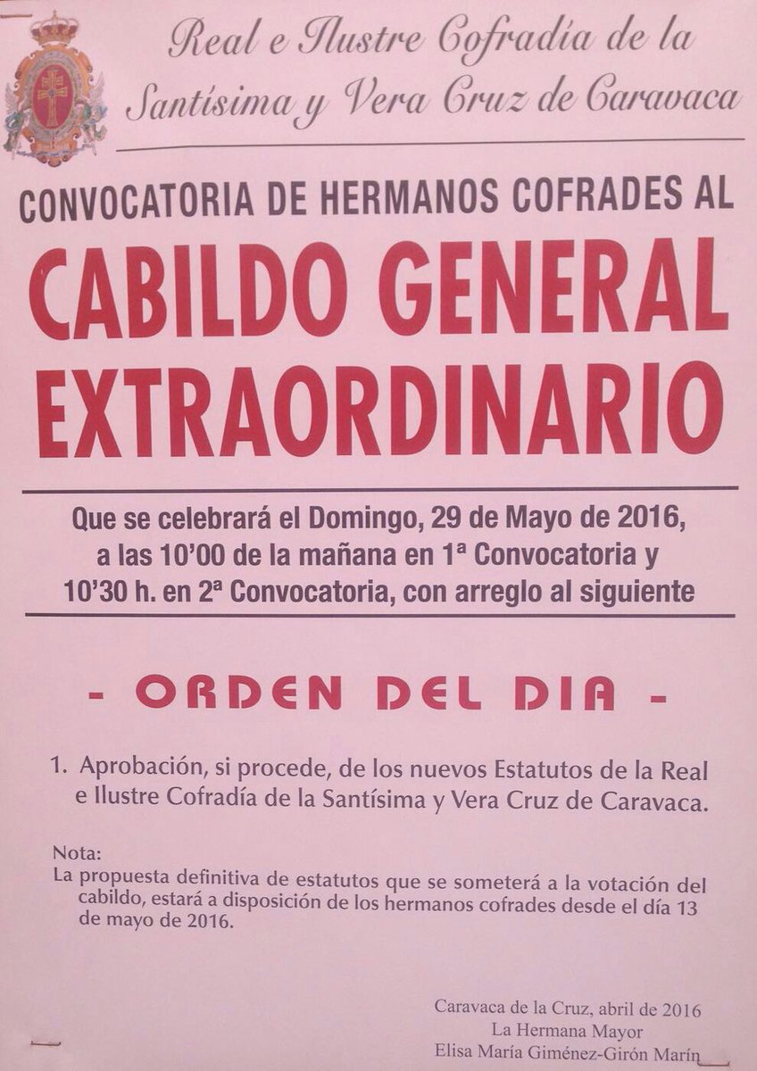 Citacion caballistas <a href="/caballosdelvino/">Caballos del Vino</a> votación Estatutos @cofradiacaravac 
LA FIESTA ES DE TOD@S Y NO DE UNOS POC@S