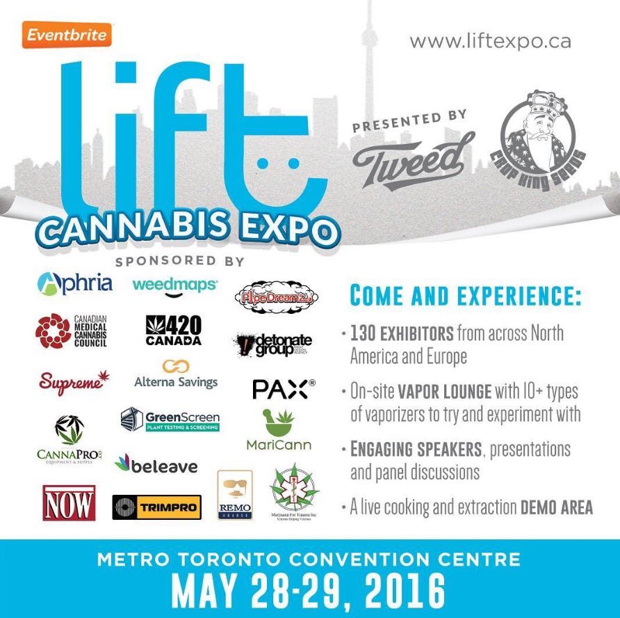 WeLeafCanada's tweet photo. Toronto! Meet us at the @LIFTCannabis Expo THIS weekend! We'll have a #WeLeaf booth full of goodies! #BringYourLungs https://t.co/7zyoRDexRT