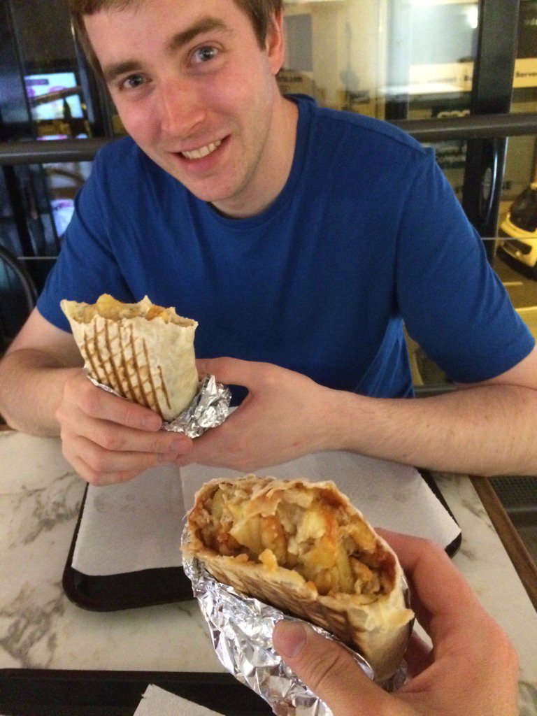 jacklowemusic's tweet photo. Our triumphant burrito is just chicken &amp; chips in a wrap.... #auroratruckersarego https://t.co/IJTSXAOfgE