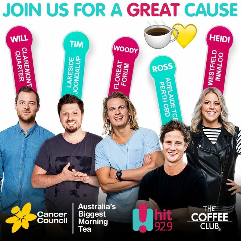Im at #TheCoffeeClub Joondalup to make  delish brews+help out an awesome cause💛 #BiggestMorningTea
#CancerCouncilWA