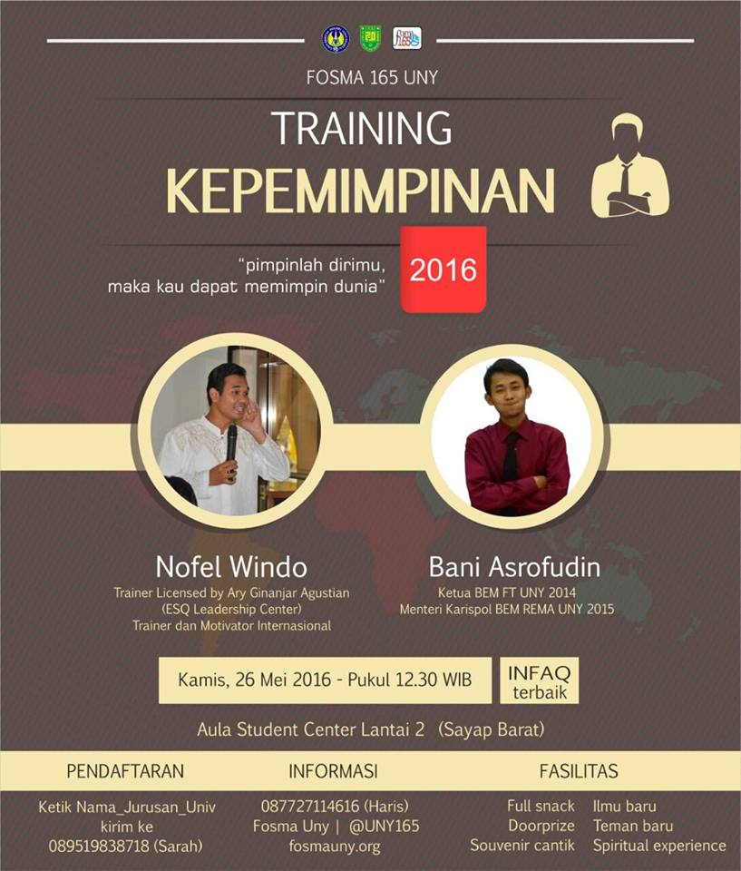 Fosma 165 UNY present 
"TRAINING KEPEMIMPINAN "