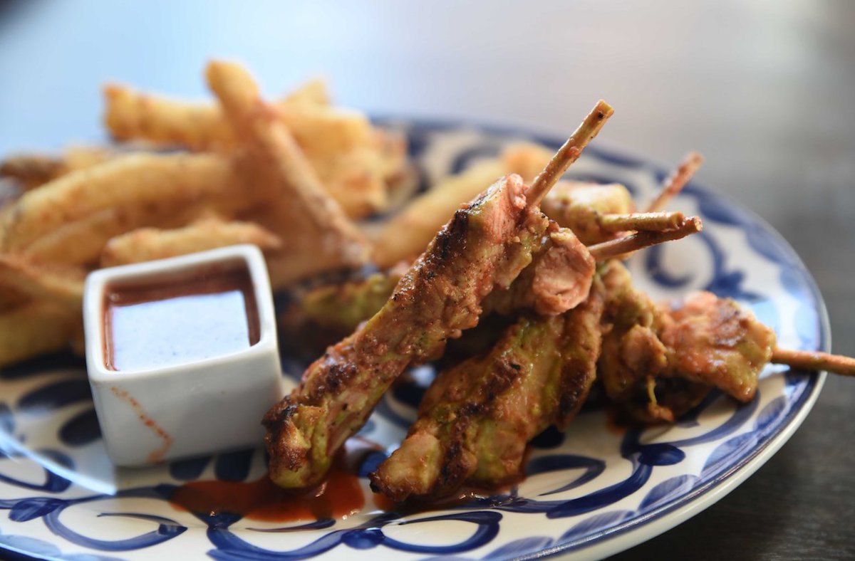 republica_kc's tweet photo. Don't miss your chance to try our Chicken Pincho. Skewered, corn-fried potato sticks, with an Achiote lime glaze. https://t.co/Fs5ScxGvBh