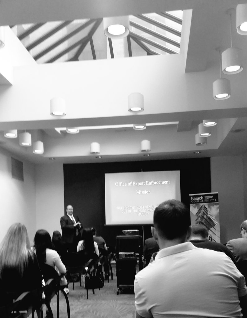 andrea0143's tweet photo. Great kickoff to @BaruchCAPS #wtwnyc2016 #exportenforcement event w/ Ast. Special Agent in Charge, Robert Dugan https://t.co/nbc7gUhwya