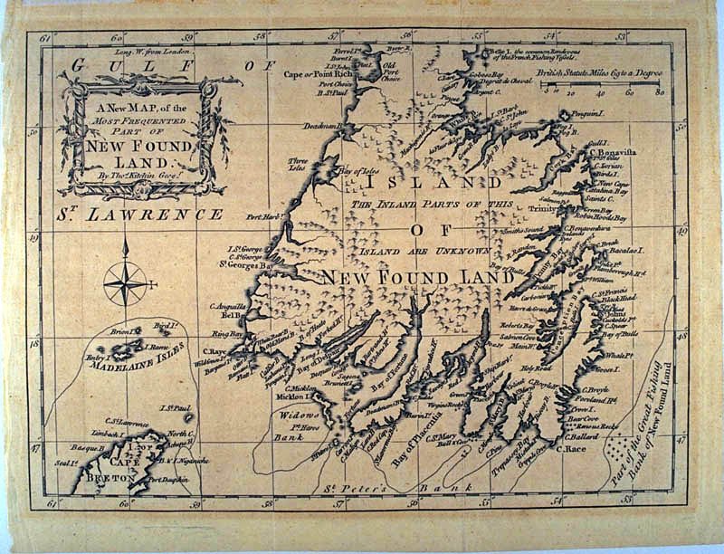 CanadianGIS's tweet photo. 1766 MAP, of "MOST FREQUENTED PART OF NEW FOUND LAND" by Thomas Kitchen [McMaster University Library Collections] https://t.co/GLSKZkDgSo