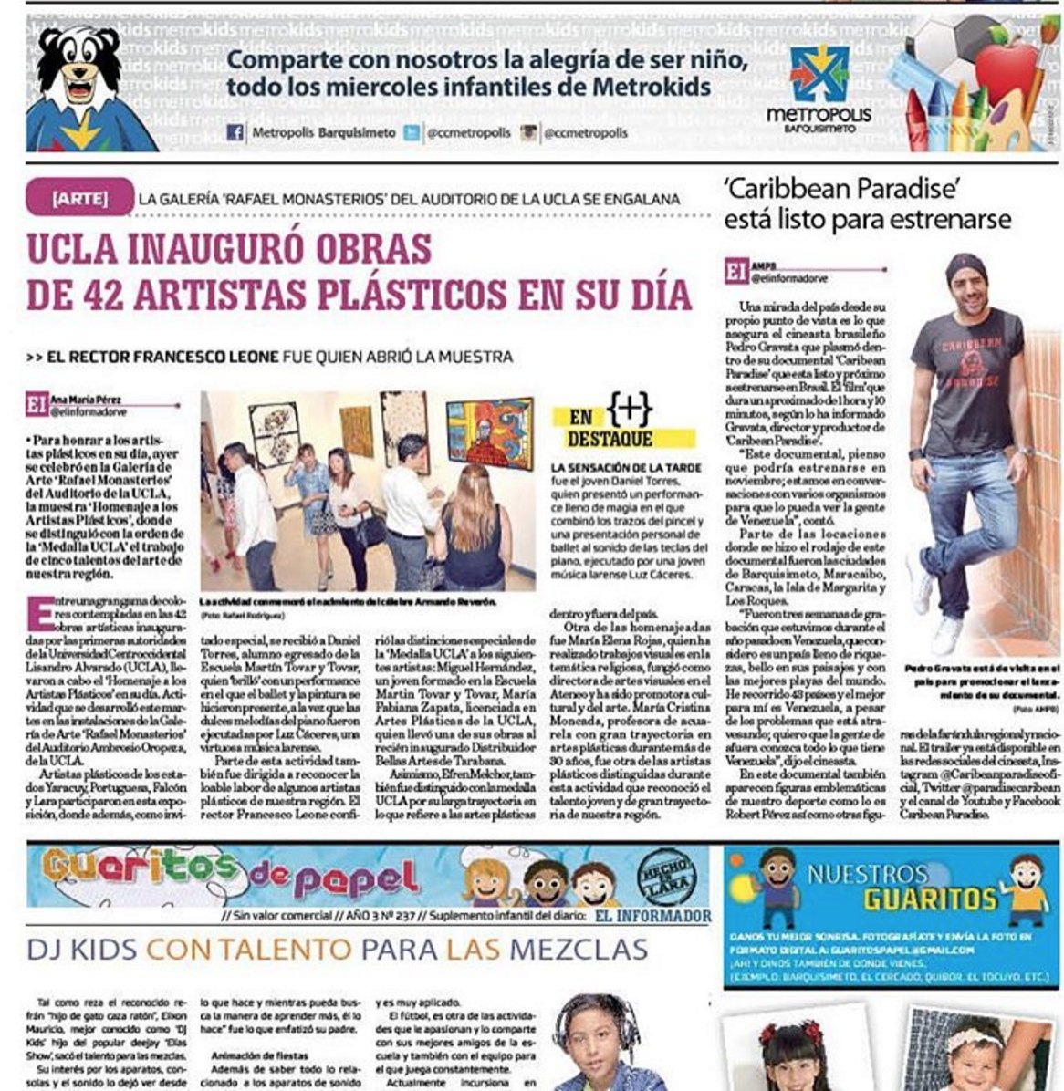 pgravata's tweet photo. Obrigado ao jornal @elinformadorve  pela reportagem !!! #caribbeanparadise #film #pelicula https://t.co/Jmpy1iIPrA