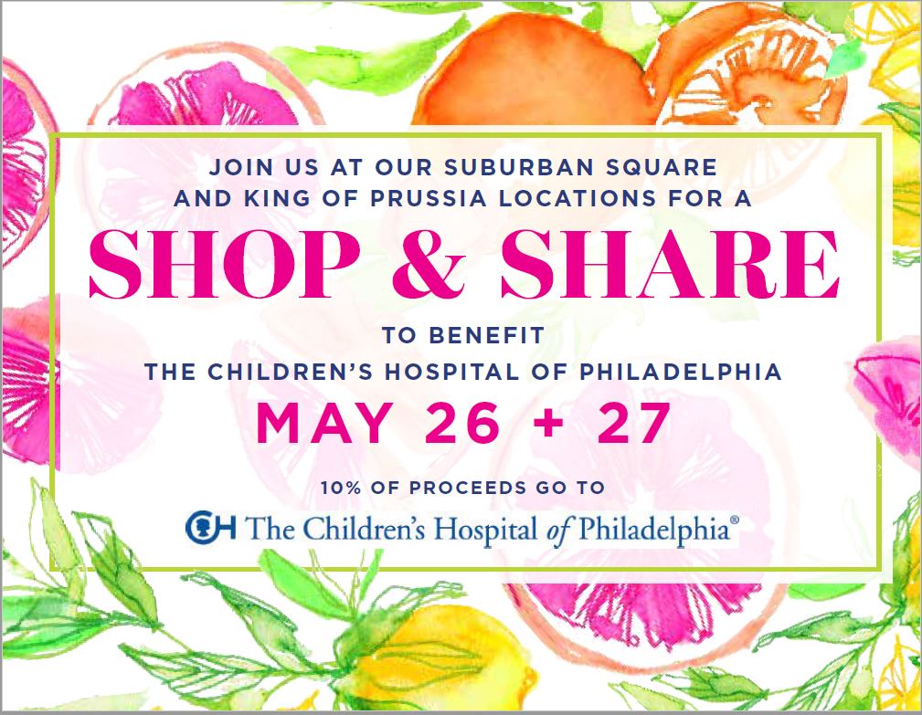 Shop at the <a href="/LillyPulitzer/">Lilly Pulitzer</a> stores in Ardmore and KOP 5/26-5/27, and 10% of all proceeds will go to CHOP!