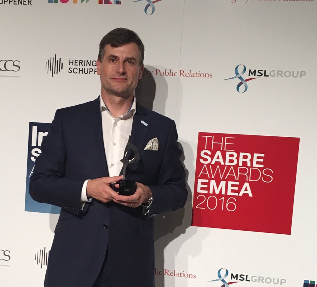 RonanDunne's tweet photo. A huge thank you to #SABREAwardsEMEA for recognition of @O2 #impossibletoignore campaign and award of #CEOoftheYear https://t.co/GD2n7DF26P