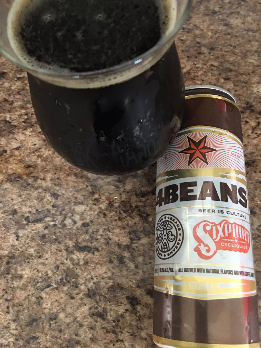 ABillionOffBeer's tweet photo. #4Beans Porter by @sixpoint 10% ABV. Malty, hoppy, coffee-ish.....Enough said!!! 👍🏾👍🏾👍🏾👍🏾 #KraftAholikTeeShirtCo https://t.co/u9YDIUXzRm