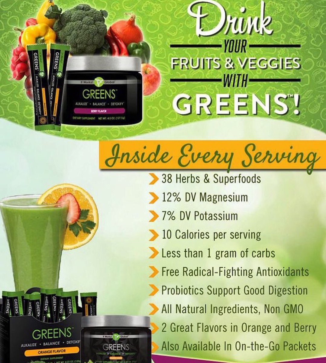 Have you ever heard of Greens?! 🍏🍉🌽
For nearly $1 a day you could have 8 servings of fruits and veggies DAILY!