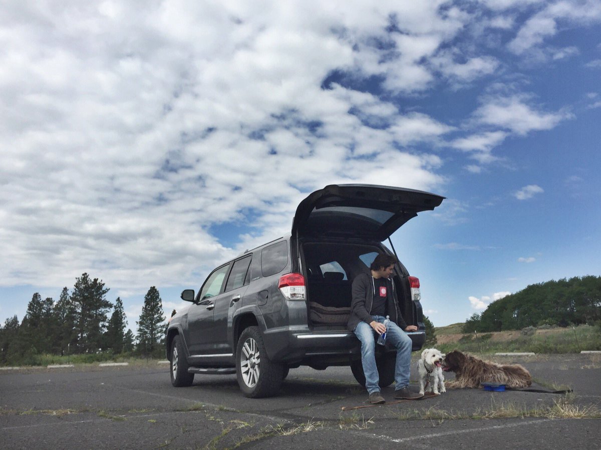 Reverse method acting- campers in a <a href="/Toyota/">Toyota USA</a> commercial last week. With our 4-runner &amp; pups for real post hike today.
