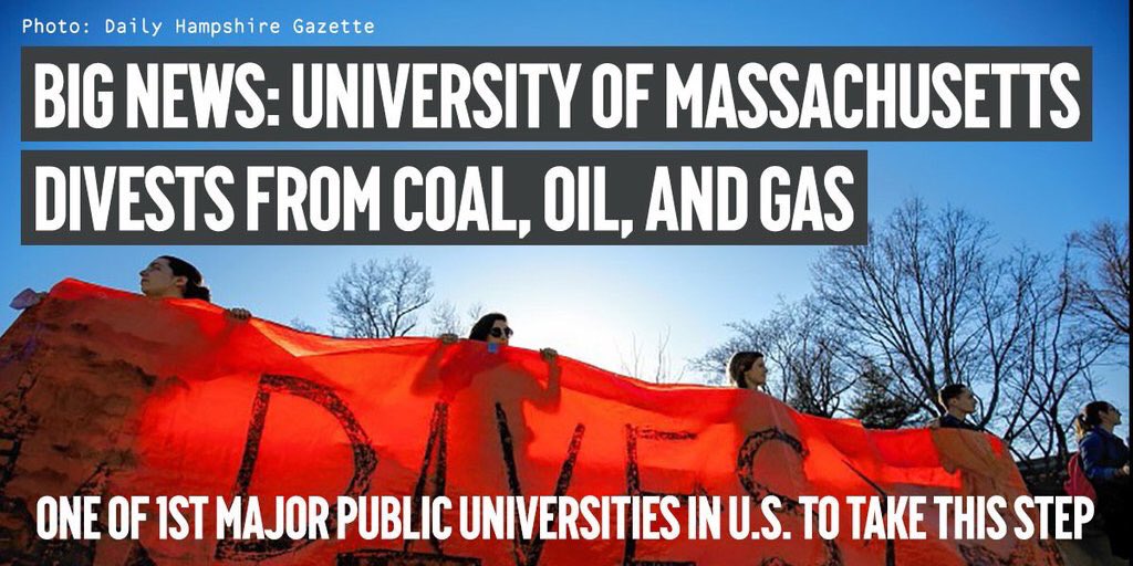Congrats to the student/activists getting <a href="/UMass/">University of Massachusetts</a> to #divest from ff #problems and #invest in solutions! #BeTheChange