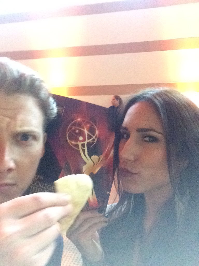 theNikkiDee's tweet photo. Time for the awards! #Emmys #collegetvawards #nominated @CONtvshow with my costar Jonah! https://t.co/EUZd9BkDbi