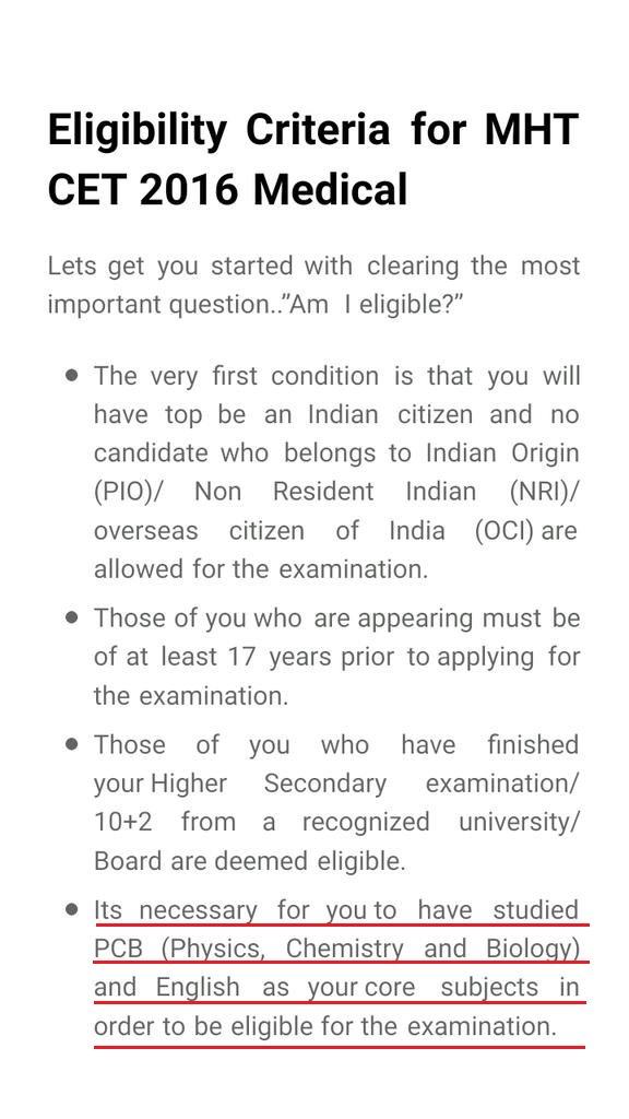 dipi_love's tweet photo. MHT-CET ELIGIBILITY CRITERIA-ENG.AS CORE SUBJECT,PASSING WIT GUD%age IN ENG.COMPULSORY(For both rural,urban) #NEET https://t.co/6WCIpUk52u