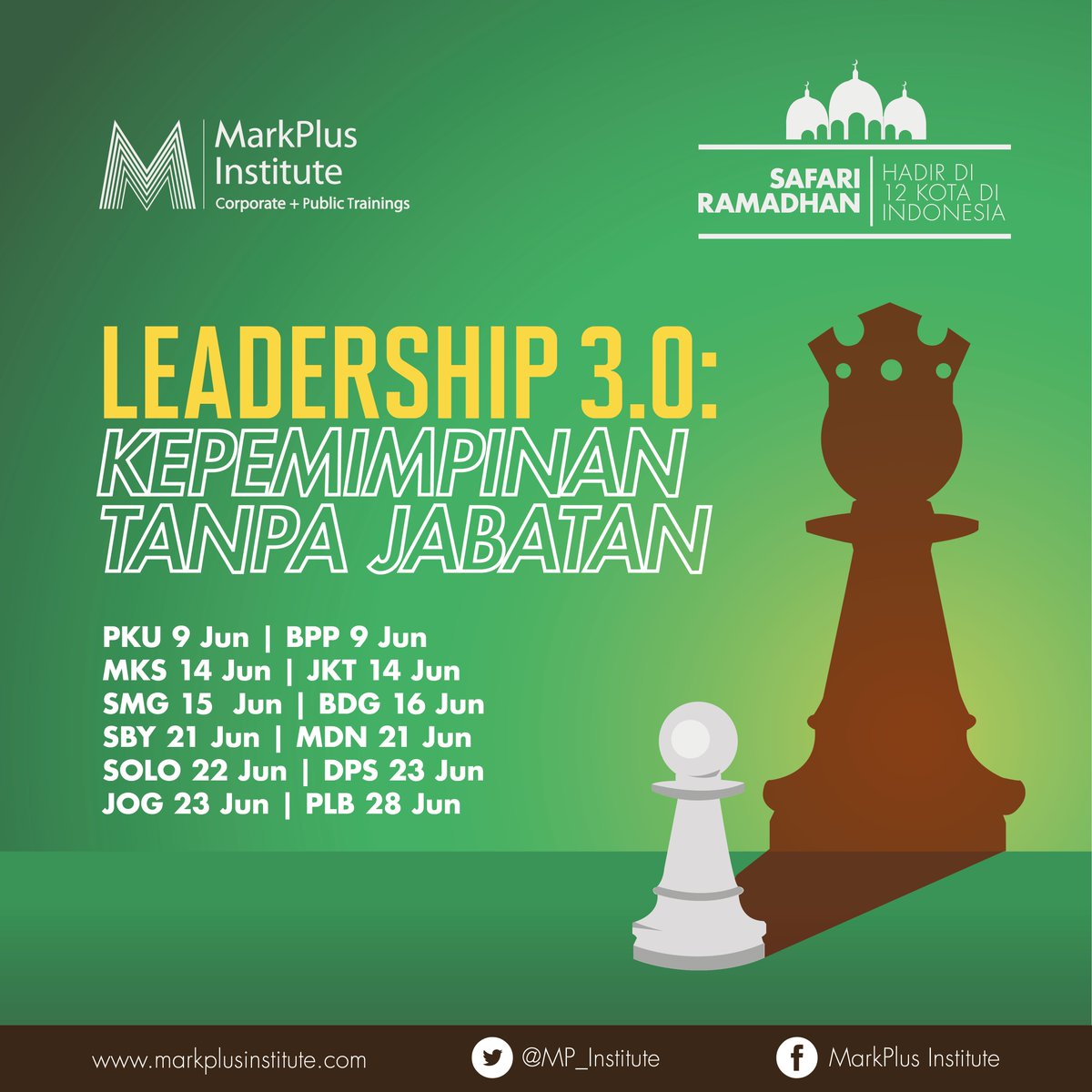 ShopMarketeers's tweet image. Yuk! Belajar kepemimpinan tanpa jabatan sambil ngabuburit menunggu buka puasa. bit.ly/Leadership30 #MITraining