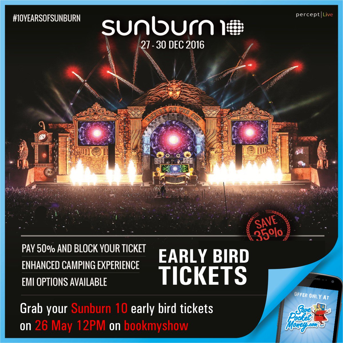 SavePocketMoney's tweet photo. Grab your Sunburn 10 early bird tickets on 26 May 12PM on BookMyShow.
#Sunburn10 #savepocketmoney #SunburnGoa #2k16 https://t.co/E997eNggAm