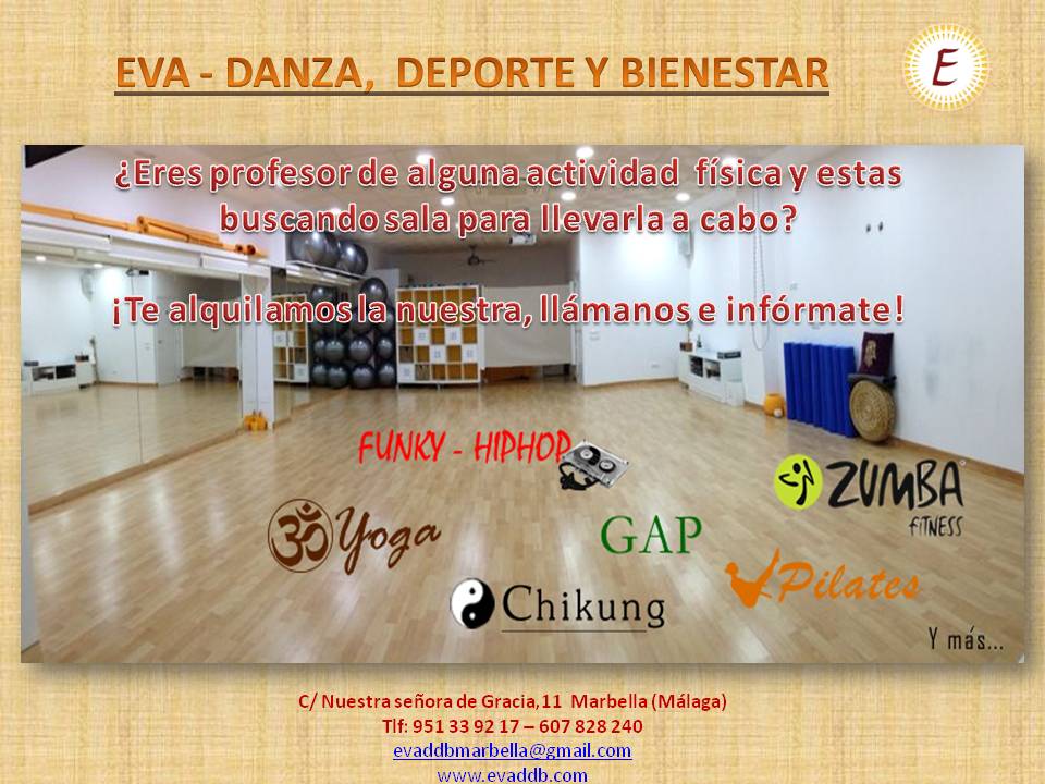 EvaDDB's tweet photo. #Marbella #Alquilerdesala #Málaga #Evaddb #actividadesfisicas
https://t.co/6NDNH3E6MV
evaddbmarbella@gmail.com https://t.co/WZh6s4XDAZ