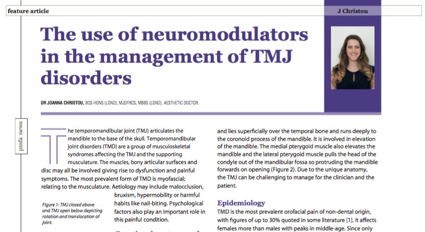 PMFAJournal's tweet photo. #Neuromodulators have been used successfully in symptom control &amp; #aesthetic de-bulking of the #massetermuscle. https://t.co/rIrIz4hQmq