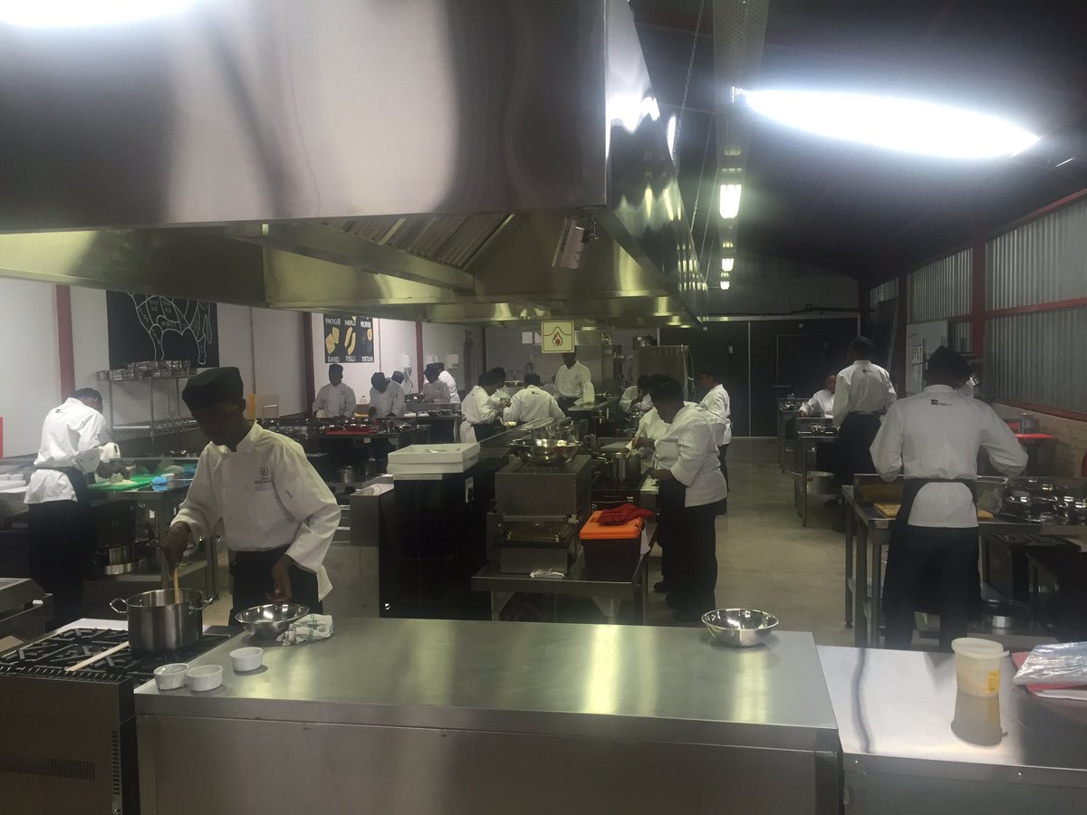 The guys are preparing some bechamel sauce and creamed spinach at the moment. Almost starting to look like chefs