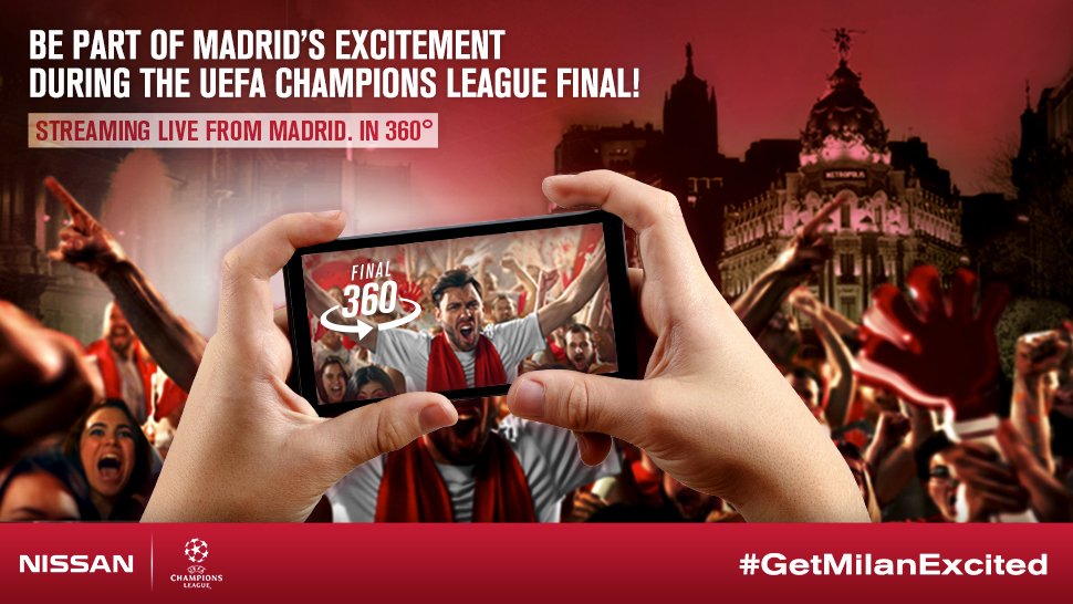 Streamaamme fanien kuvaamaa LIVE 360° -videota #UCLfinal –ottelusta! #GetMilanExcited bit.ly/1TFIlck