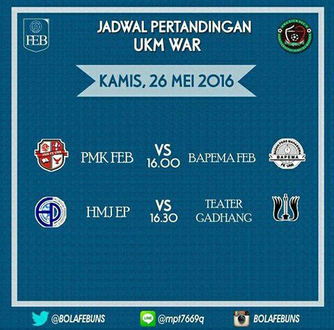 Selamat siang semua!!!! 
Here is the schedule for thursday's match. lets see and support your team ;)