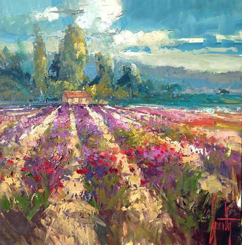 Steven Quartly 'Fields of Lavender' #landscape #painting