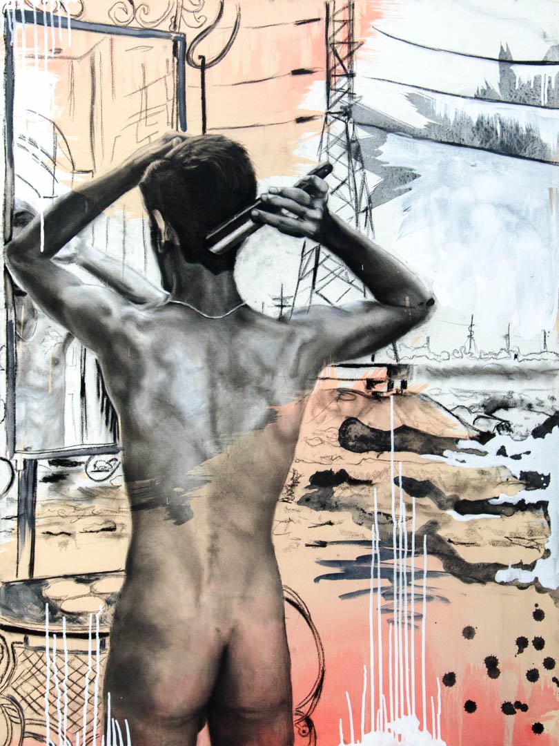 NumairAbbasi's tweet photo. Lat uljhi suljha ja ra balam, 2015 #malenude #figuredrawing #art #artinpakistan #muscles #drawing #painting #nudity https://t.co/qkTd2Q1jTn