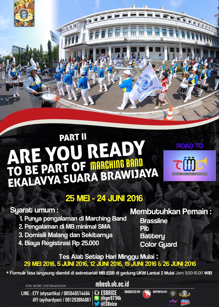 Hai marching addicts! 
Kabar gembira nih buat kamu semua yang udah lama nunggu ESB buka lowongan lagi Part 2.