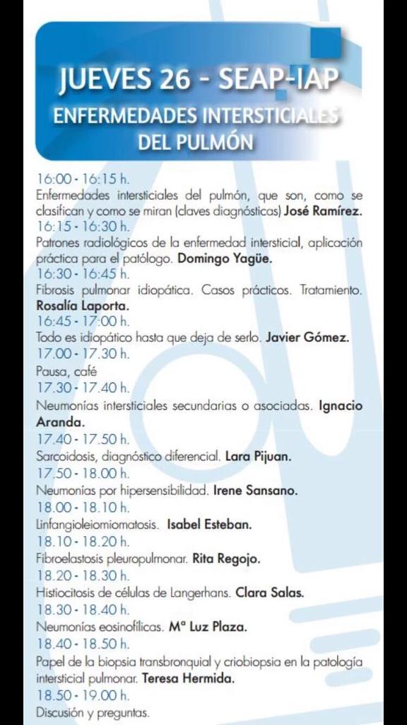 SEAP_IAP's tweet photo. Reunión de Primavera 2016 @SEAP_IAP. Simposio: Enf. Intersticiales del Pulmón. #SEAP2016 #AnatomíaPatológica https://t.co/Fdafn2nktw