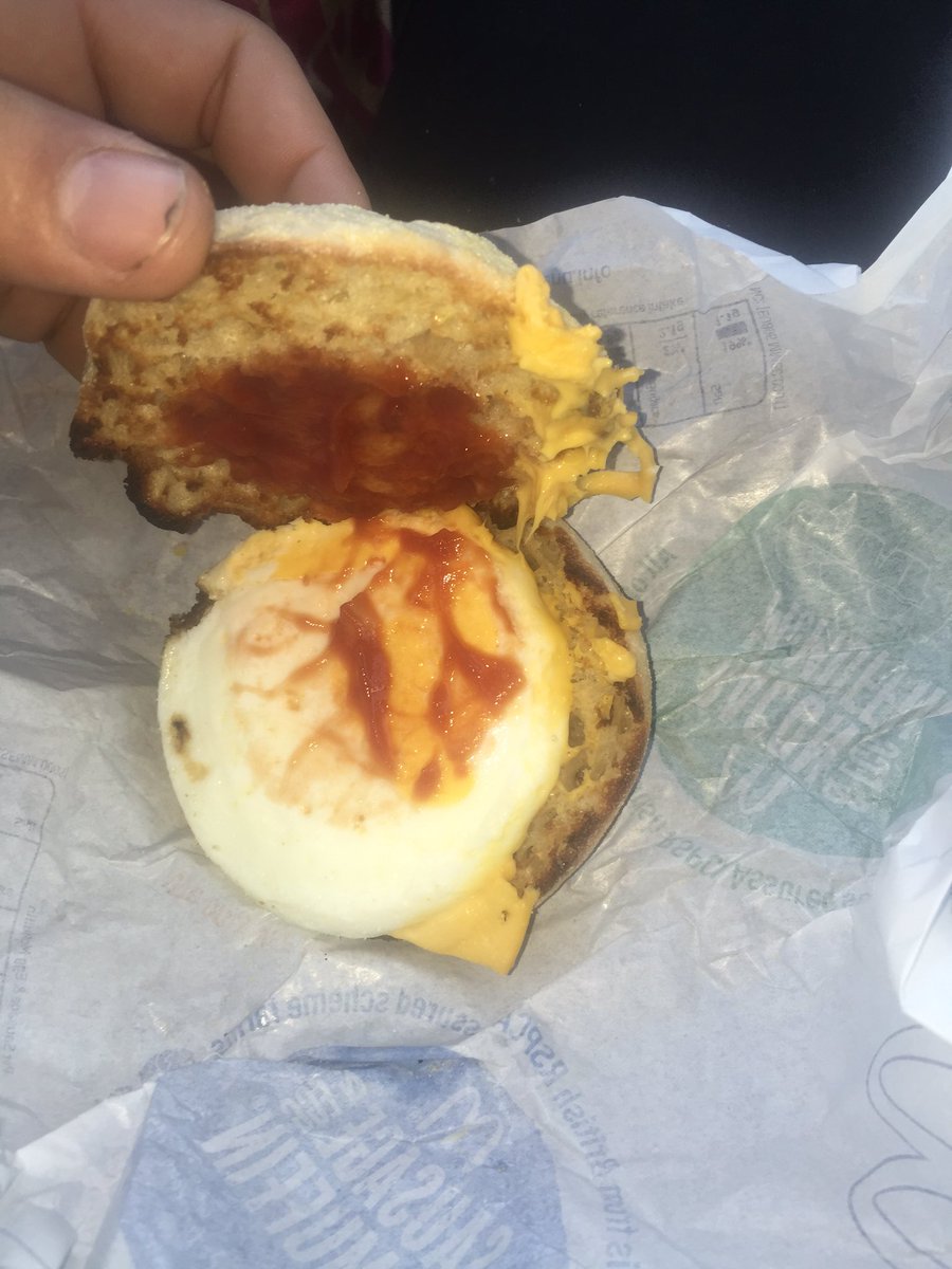 harryhocking's tweet photo. @McDonalds absolutely fuming, just bought a sausage and egg mcmuffin and it came with no sausage. Proof. https://t.co/I0efeHcWAz